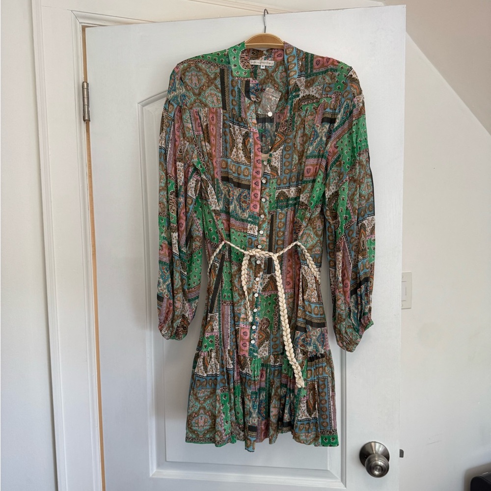 Bohemian Green and Pink Patterned Dress